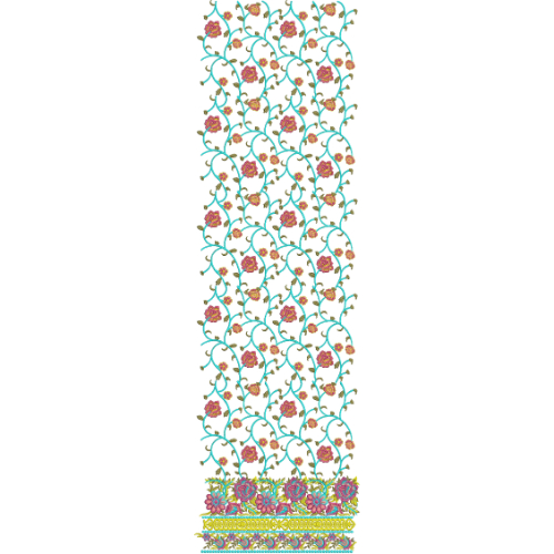 Flower Border Daman Embroidery Design