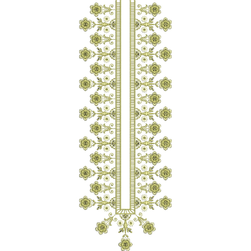 Elegant Floral Vine Straight Neckline Embroidery Design with Decorative Border
