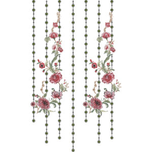Elegant Floral Vine Neckline Embroidery Design with Decorative Hanging Bead Strands