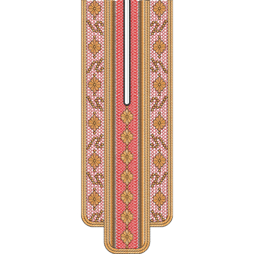 Elegant Floral Panel U-Shape Neckline Embroidery Design with Ornamental Borders