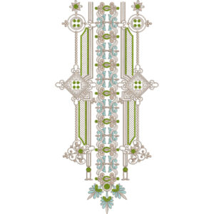 Elegant Ornamental Panel Neckline Embroidery Design with Floral and Geometric Motifs