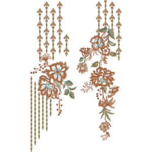 Elegant Floral Hanging Neckline Embroidery Design with Decorative Tassel Strands