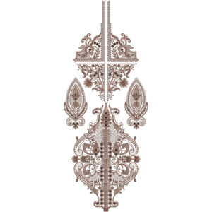 Elegant Ornamental Paisley Panel Neckline Embroidery Design with Vintage Scrollwork