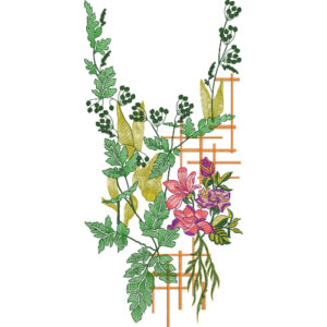 Elegant Floral Vine Neckline Embroidery Design with Decorative Lattice Framework