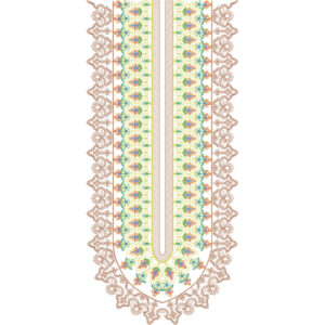 Geometric Floral U-Neckline Embroidery Design with Decorative Border