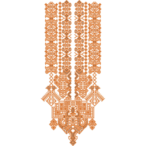 Traditional Geometric Neckline Embroidery Design with Ethnic Motifs