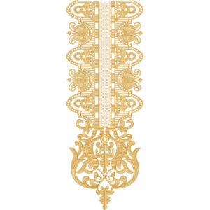 Elegant Gold Ornamental Neckline Embroidery Design with Scrollwork Motifs