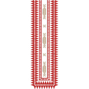 Traditional Red Geometric Neckline Embroidery Design with Decorative Border
