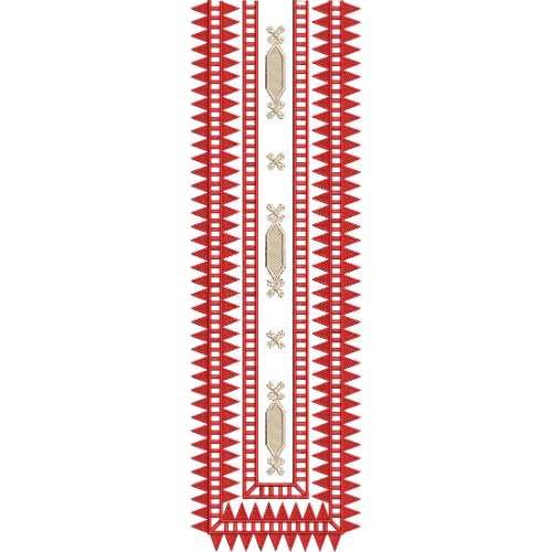 Traditional Red Geometric Neckline Embroidery Design with Decorative Border