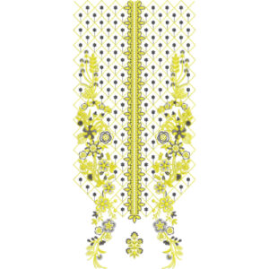 Elegant Floral Lattice Neckline Embroidery Design with Central Ornamental Panel