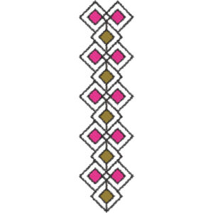 Traditional Geometric Diamond Neckline Embroidery Design with Ethnic Pattern