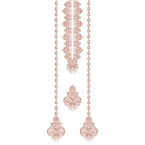 Elegant Hanging Ornament Neckline Embroidery Design with Traditional Decorative Motifs