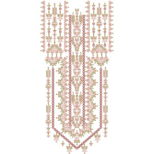 Traditional Ornamental Hanging Neckline Embroidery Design with Geometric and Floral Motifs