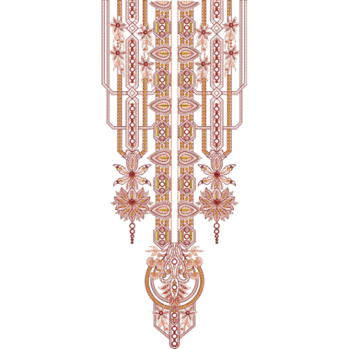 Traditional Geometric Floral Neckline Embroidery Design with Ornamental Pendant