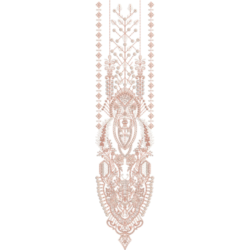 Elegant Ornamental Vertical Neckline Embroidery Design with Floral and Pendant Motifs