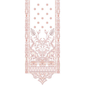 Elegant Floral Panel Neckline Embroidery Design with Ornamental Border and Lace Motifs