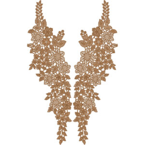 Elegant Floral V-Neckline Embroidery Design with Dense Botanical Motifs
