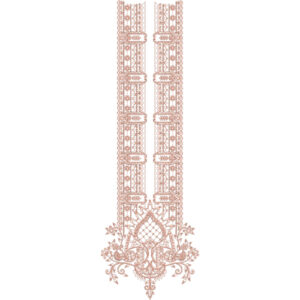 Traditional Geometric Panel Neckline Embroidery Design with Ornamental Floral Base
