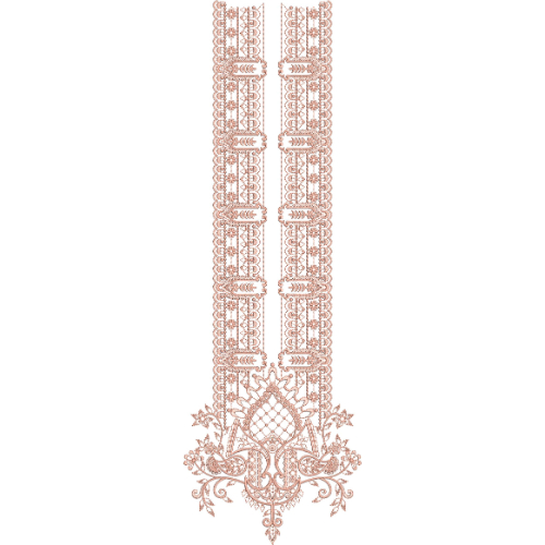 Traditional Geometric Panel Neckline Embroidery Design with Ornamental Floral Base