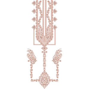 Elegant Ornamental Panel Neckline Embroidery Design with Floral and Pendant Motifs