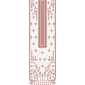 Elegant Geometric Floral Vertical Neckline Embroidery Design with Decorative Diamond Motifs
