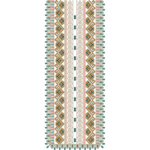 Traditional Geometric Border Vertical Neckline Embroidery Design with Decorative Tribal Motifs