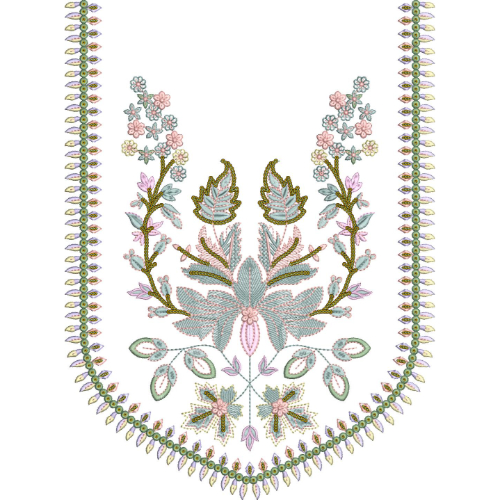 Neck Flower Embroidery Design