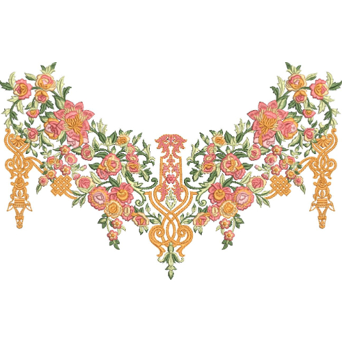 Neck Flower Embroidery Design
