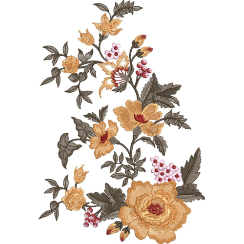 Flower Corner Embroidery Design