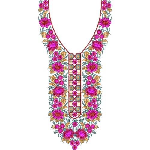 Neck Flower Embroidery Design