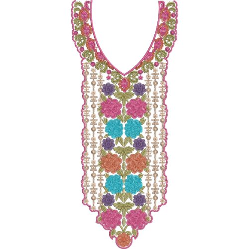 Neck Flower Embroidery Design