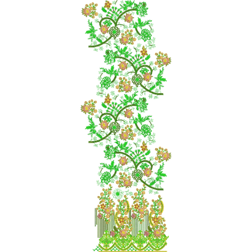 Flower Border Daman Embroidery Design