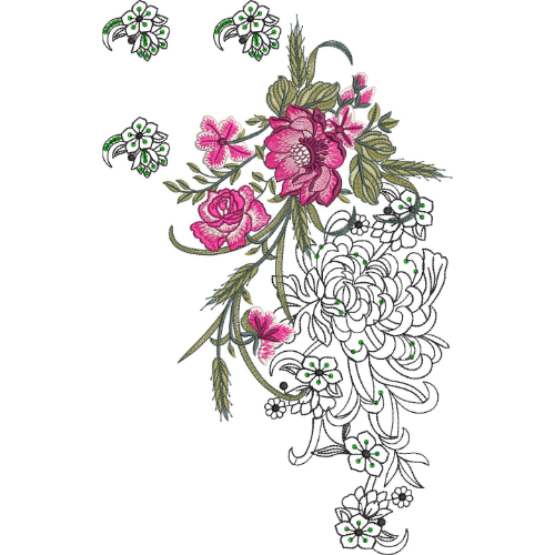 Motive Flower Embroidery Design