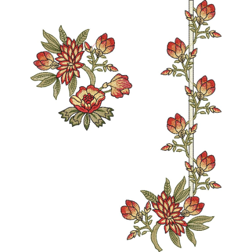 Flower Kurta Embroidery Design