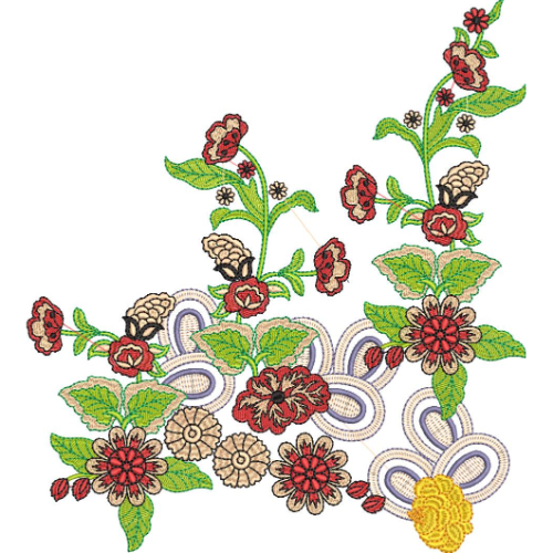 Flower Kurta Embroidery Design
