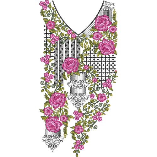 Neck Flower Embroidery Design