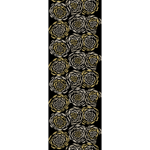 Royalty Free Elegant Gold Rose Repeat Pattern Embroidery Design on Black Background