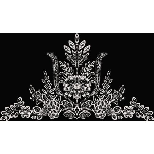 Royalty Free White Floral Neckline Embroidery Design with Elegant Monochrome Thread Work