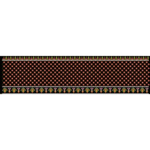 Royalty Free Geometric Floral Border Embroidery Design with Multicolor Thread Work on Black Background