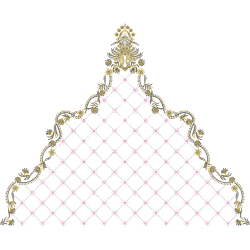 Royalty Free Ornamental Net Embroidery Design with Gold Thread Work