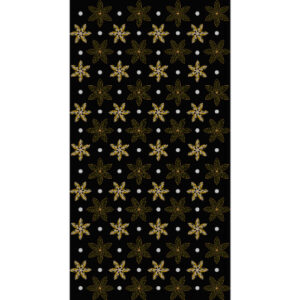 Royalty Free Repeating Floral Motif Embroidery Design with Golden Thread Work on Black Background