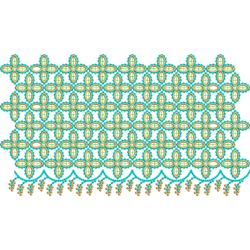 Royalty Free Geometric Border Embroidery Design with Multicolor Thread Work
