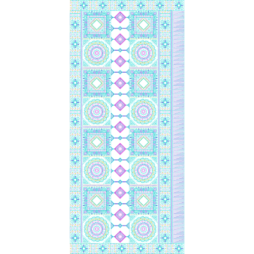 Soft Pastel Geometric Mosaic Border Textile Design
