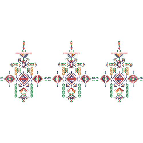 Colorful Tribal Geometric Embroidered Motif Border Design