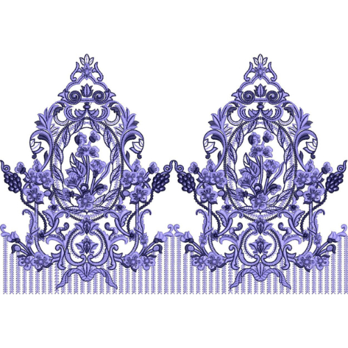 Elegant Embroidered Ornamental Floral Border with Classic Arch Motifs