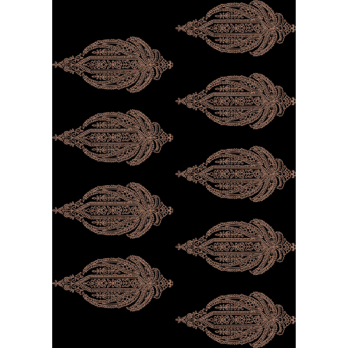Embroidered Ornamental Paisley Motif Pattern with Intricate Line Detailing