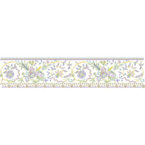 Royalty Free Floral Vine Border Embroidery Design with Elegant Multicolor Thread Work
