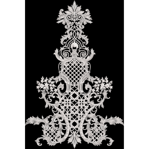 Classic White Baroque Ornamental Motif with Floral Scrollwork