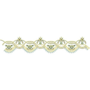 Royalty Free Ornamental Border Embroidery Design with Elegant Gold Thread Work