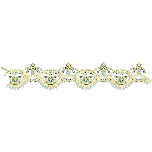 Royalty Free Ornamental Border Embroidery Design with Elegant Gold Thread Work